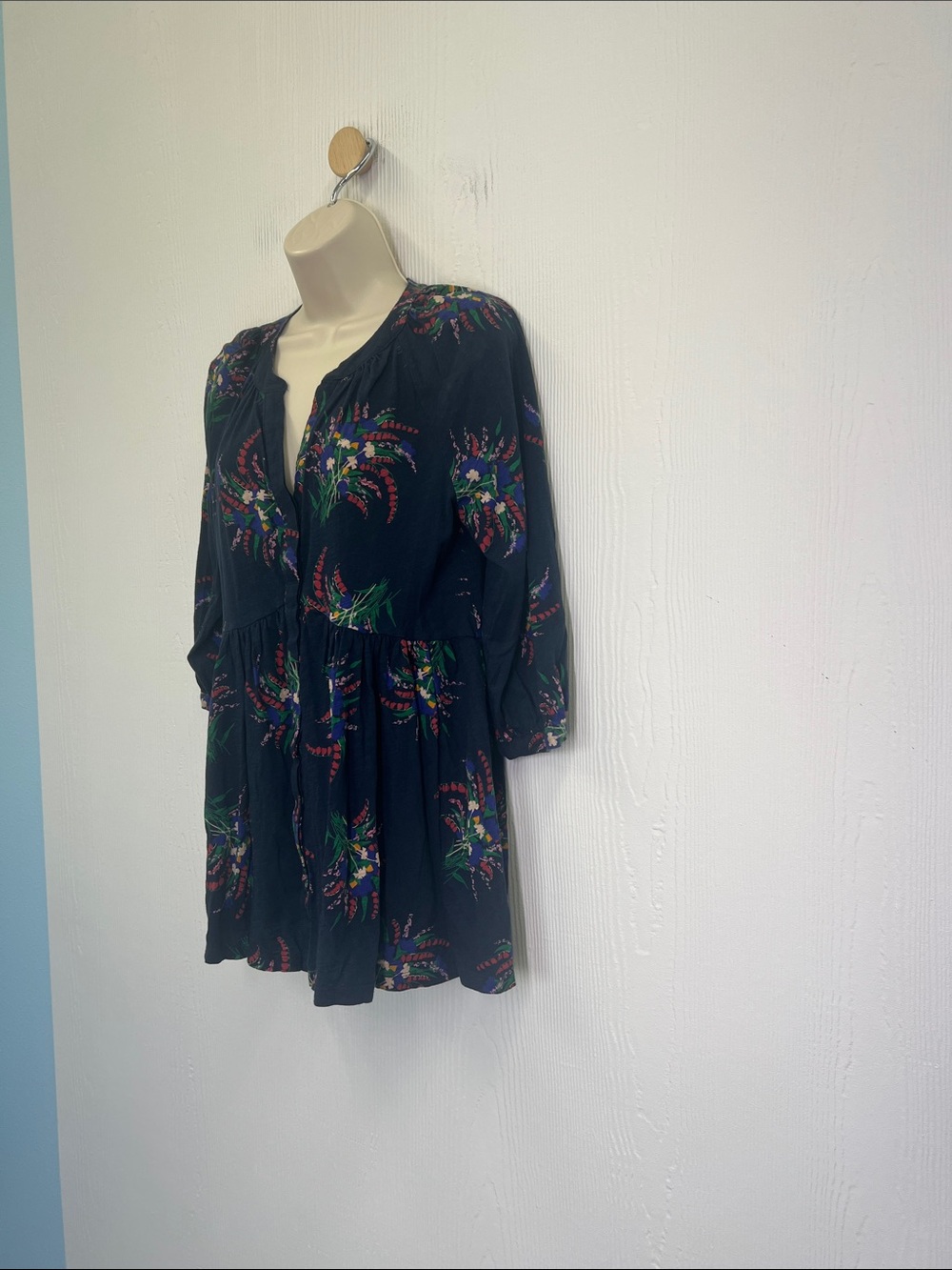 Anthropologie - Maeve Winona Navy Blue Floral Button Down Blouse Size Medium - Picture 5 of 12